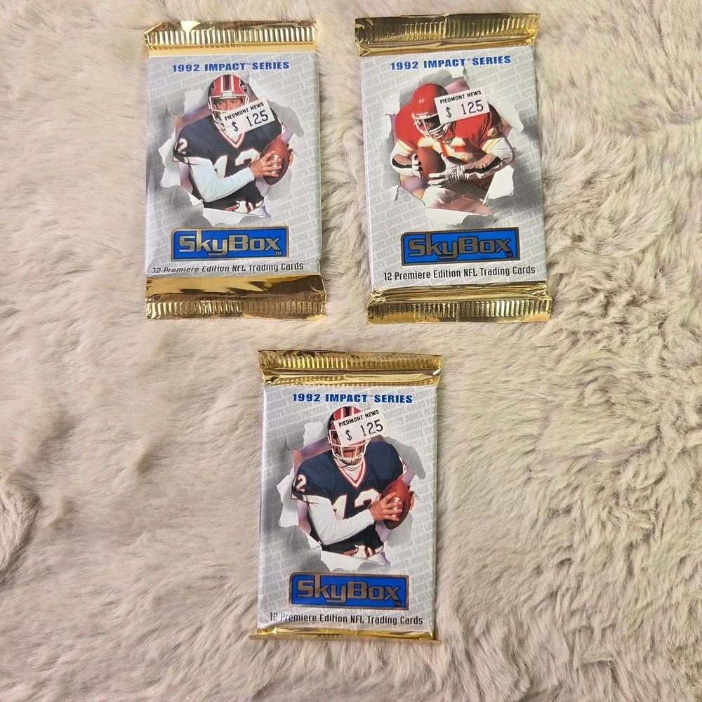 Lot of 3 1992 SkyBox Impact Premiere Edition NFL Football Sealed Packs